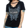 Harley-Davidson Women's Embellished Megalithic V-Neck Short Sleeve Shirt, Black HT4770BLK