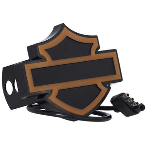 Harley-Davidson Bar & Shield Silhouette Lighted Hitch Plug, Orange/Black PL2319