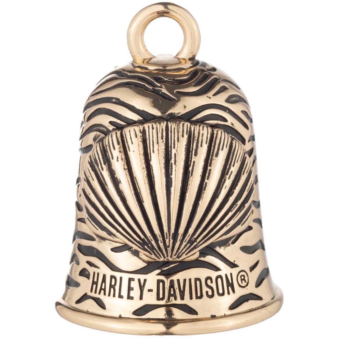Harley-Davidson Water Texture W/ Shell Ride Bell, Brass Gold Tone Harley-Davidson Water Texture W/ Shell Ride Bell, Brass Gold Tone