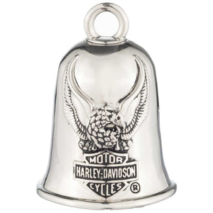 Silver bell with Harley-Davidson logo on a white background