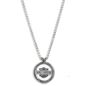 Harley-Davidson Men's Bar & Shield H-D Pendant 22 in. Necklace, Stainless Steel