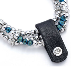 Harley-Davidson Women's Bar & Shield Charm Stretch Bead Bracelets, Set Of Three 34S00087