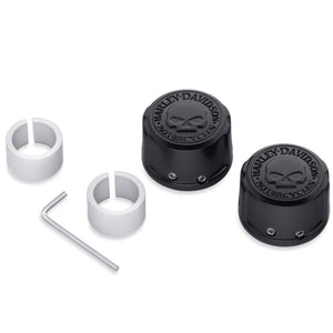 Harley-Davidson Willie G Skull Front Axle Nut Covers, Matte Black Finish 43000096
