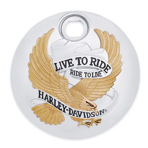 Harley-Davidson Live To Ride Console Door Cover, Silver/Gold Finish 61335-09A