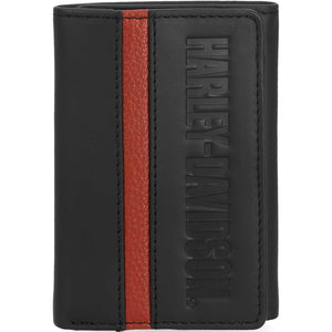 Harley-Davidson Men's H-D Center Block Tri-Fold Leather Wallet, Black MWM088/08