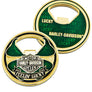 Harley-Davidson Lucky Bottle Opener 1..75" Challenge Coin, Green/Gold 8009816