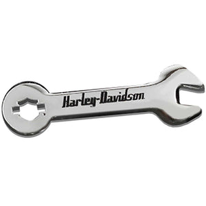 Harley-Davidson 1.5 inch. Bar & Shield Wrench Metal Pin, Gloss Silver Finish 8014667