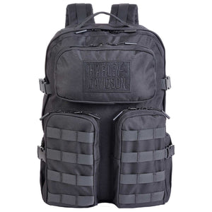 Harley-Davidson Rebel Embroidered Rugged High-Density Polyester Backpack, Black 90230-BLK