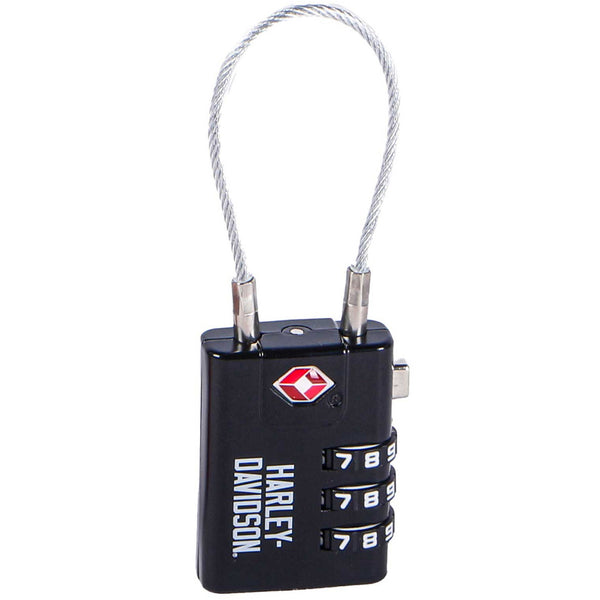 Harley-Davidson TS-Approved Combination Luggage Lock, Rugged Zinc Alloy, Black 935-99-00BLK