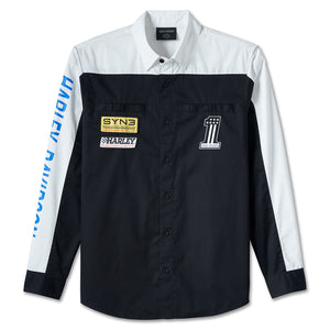 Harley-Davidson Men's #1 Racing Logo Victory Long Sleeve Shirt, White 96073-24VM