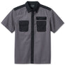 Harley-Davidson Men's Dimensional Bar & Shield Logo Colorblocked Button-Up Short Sleeve Shirt, Black/Pearl 96075-24VM
