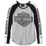 Harley-Davidson Women's Bar & Shield Logo Raglan Long Sleeve Shirt, White/Black 96143-24VW