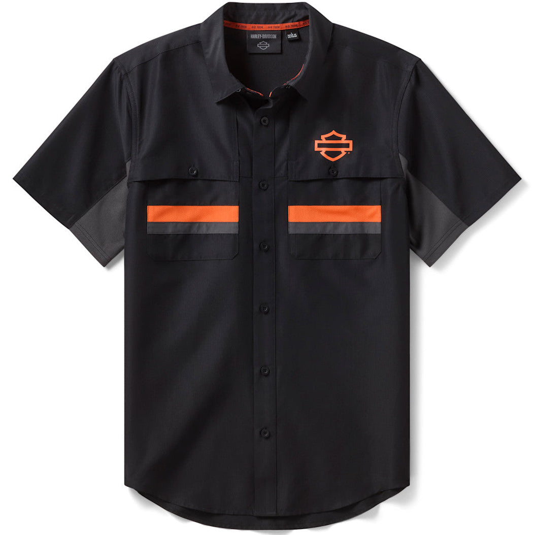 Harley-Davidson Men's H-D TECH Vented Short Sleeve Shirt, Harley Black - 5XL Harley-Davidson Men's H-D TECH Vented Short Sleeve Shirt, Harley Black - 5XL