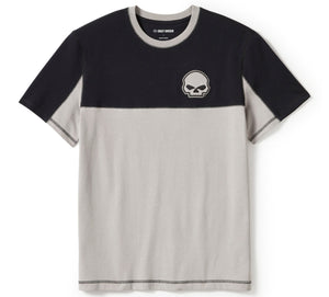 Harley-Davidson Men's Willie G. Skull Colorblock Short Sleeve Shirt, Black/White 99291-25VM