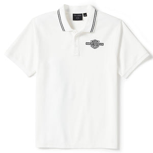 Harley-Davidson Men's Bar & Shield Solid Pique Short Sleeve Polo, White 96484-25VM