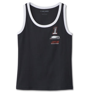 Harley-Davidson Women's Screamin' Eagle Logo Sleeveless Tank top Shirt, Black/White 96490-24VW