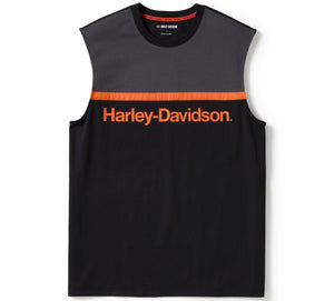Harley-Davidson Men's H-D TECH Coolmax Moisture Wicking Sleeveless Shirt, Asphalt Gray/Black Tank 96490-25VM