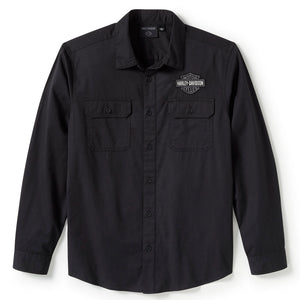 Harley-Davidson Men's Bar & Shield Solid Long Sleeve Shirt, Black 96511-25VM