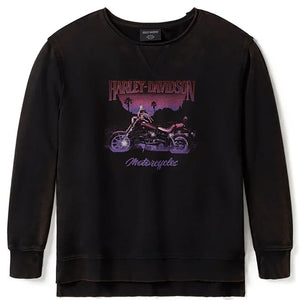 Harley-Davidson Women's Lowrider Sunset Oversized Long Sleeve Crew, Black 96518-25VW