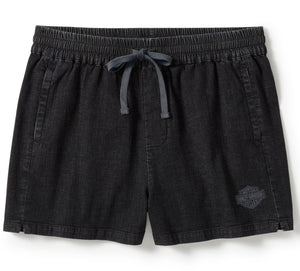 Harley-Davidson Women's Essential Denim Shorts, Washed Light Black Denim 96526-25VW