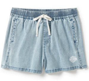 Harley-Davidson Women's Essential Denim Shorts, Washed Light Blue Denim 96527-25VW