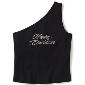 Harley-Davidson Women's Essential Bling One Shoulder Sleeveless Top, Black 96538-25VW