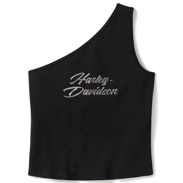 Harley-Davidson Women's Essential Bling One Shoulder Sleeveless Top, Black 96538-25VW
