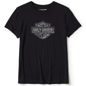 Harley-Davidson Women's Essential Bling Crew Neck Short Sleeve Shirt, Black Tee 96543-25VW