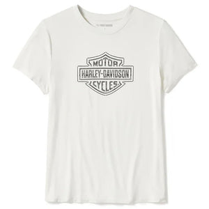 Harley-Davidson Women's Essential Bling Crew Neck Short Sleeve Shirt, White Tee 96544-25VW