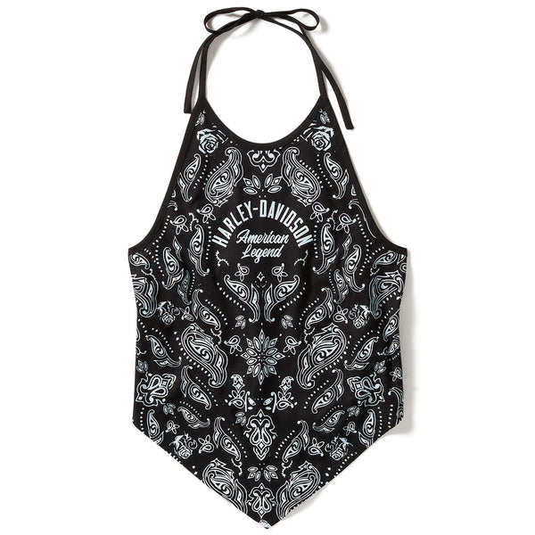 Harley-Davidson Women's Classic Paisley Bandana Halter Neck Tank, Black 96549-25VW