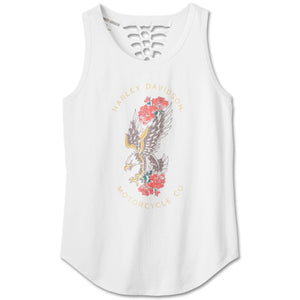 Harley-Davidson Women's American Traditional Rip & Repair Sleeveless Tank, White/Black