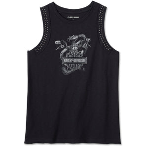 Harley-Davidson Women's King Cobra Embellished Muscle Tank, Black Shirt 96604-24VW