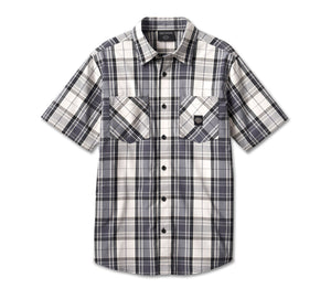 Harley-Davidson Men's Forever Harley Button-Up Short Sleeve Shirt, Grey 96625-23VM