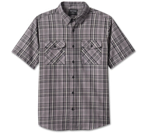 Harley-Davidson Men's Genuine Button-Up Short Sleeve Shirt, Grey 96630-23VM