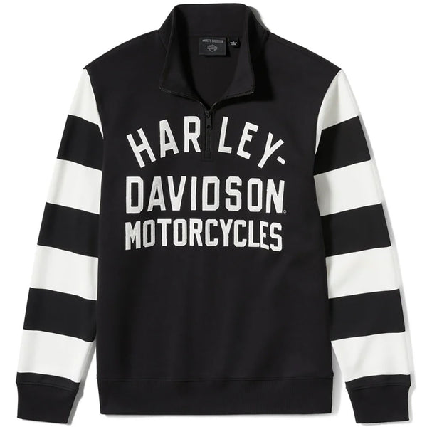 Harley-Davidson Men's H-D Breakout 1/4 Zip-Up Long Sleeve Pullover, Black/White 96717-25VM