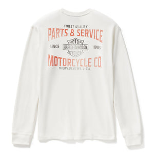 White sweatshirt with red and black text and graphics on a white background