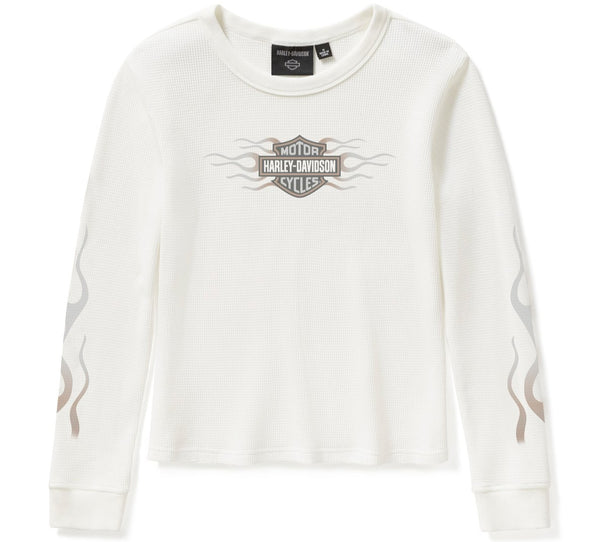 White sweatshirt with Harley-Davidson logo on a white background