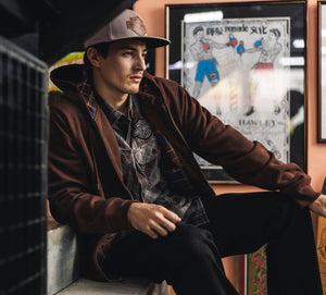 Harley-Davidson Men's Plaid Lined Long Sleeve Zip-Up Hoodie, Coffee Brown 96784-25VM