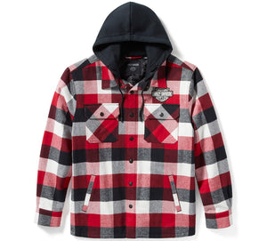 Plaid jacket with a brand logo on a white background