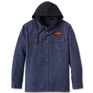 Harley-Davidson Men's Whiplash Hooded Long Sleeve Shirt, Blue 96876-23VM