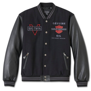 Harley-Davidson V-Twin Varsity Leather Jacket, Black 97002-25VM