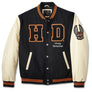 Harley-Davidson 120th Anniversary Men's Varsity Embroidered Jacket, Black/Tan 97050-23VM