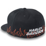 Harley-Davidson Men's Outlined Flames Flat Bill Fitted Hat, Black 97621-24VM