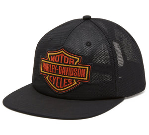 Harley-Davidson Men's B&S Logo Switchback Mesh Crown Adjustable Hat, Trucker Cap, Black97722-25VM