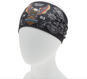 Harley-Davidson Women's Neon Vintage Up-Winged Eagle Headwrap, Black 97733-25VW