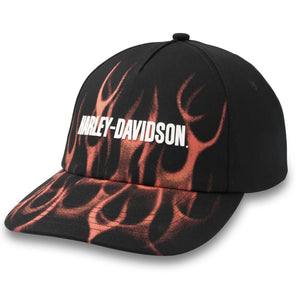 Harley-Davidson Rhodo Flames Strap Adjustable Cap, Black Hat 97737-24VM