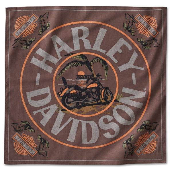 Harley-Davidson Daytona Scenic Sunset Background 22"x 22" Bandana, Brown 97750-24VM