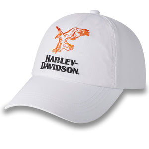 Harley-Davidson Women's Rising Eagle Vintage Ripstop Adjustable Baseball Cap, White Hat 97753-24VW