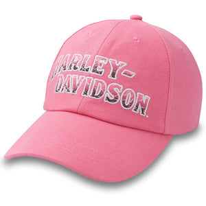 Harley-Davidson Women's Pink Label Ponytail Adjustable Closure Cap, Hat