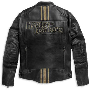 Harley-Davidson Men's H-D Triple Vent Passing Link II Leather Jacket, Black 98005-21VM